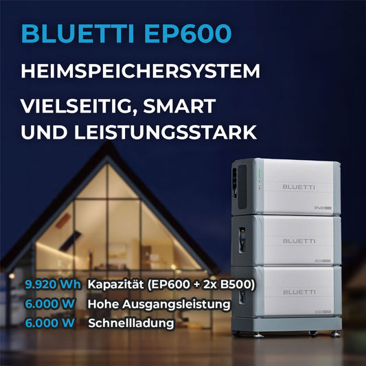 BLUETTI EP600 + SPEICHER B500 bis 79 kWh Solaranlage